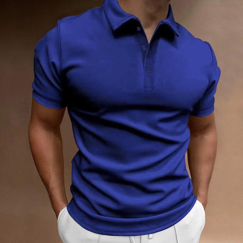 Mens Solid Slim Lapel Short Sleeve Casual Polo Shirt 37773773Z