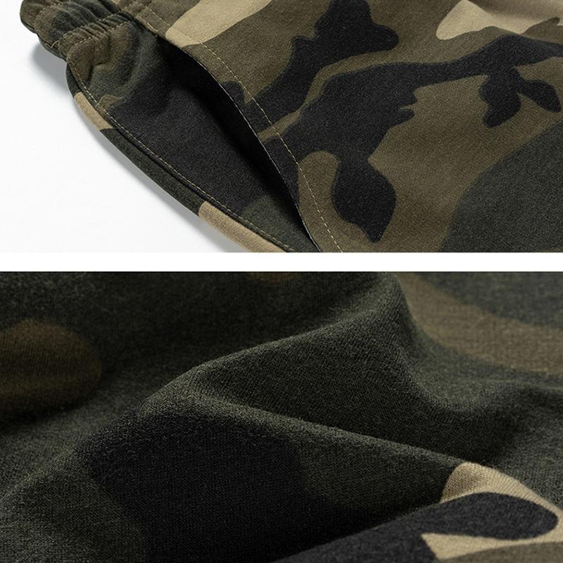 Mens Casual Loose Kangaroo Pocket Camouflage Hoodie Pants Set 75882511M