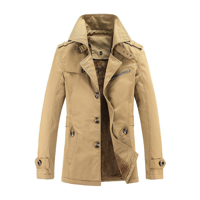 Mens Plush Washed Cotton Trench Coat 83676143Z