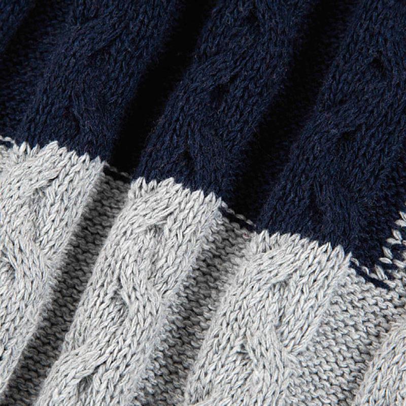 Mens Retro Color Contrast Knitted Cardigan V-neck Long-sleeved Sweater Jacket 74769346X