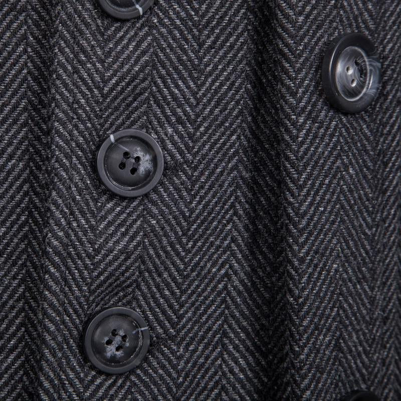 Mens Vintage Stand Collar Herringbone Fake Two Piece Coat 79986497M