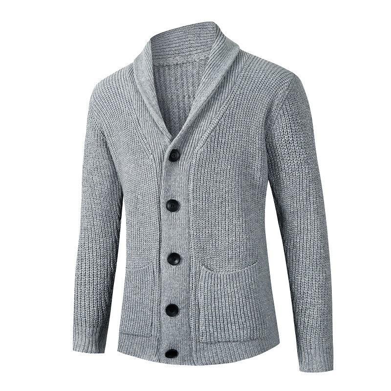 Mens Casual Solid Color Lapel Single Breasted Knit Cardigan 22591638M
