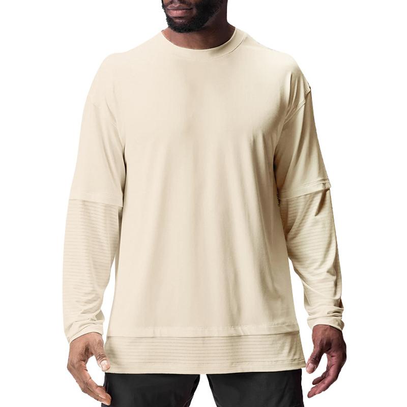 MenS Sport Loose Solid Color Long-Sleeved T-Shirt 15237120Y