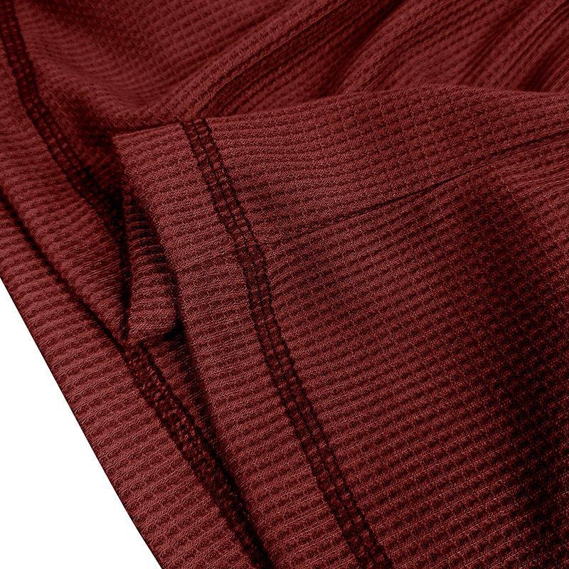 Mens Long Sleeve Outdoor Double Collar Waffle Crewneck Henley 48148003X