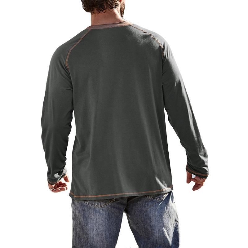 Mens Long Sleeve Crew Neck Henley Shirt 23582261X