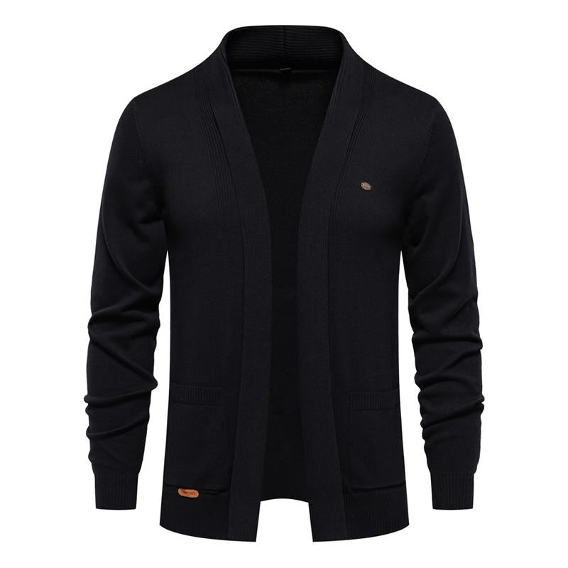Mens Solid Color V-neck Knitted Cardigan Jacket 88508346X