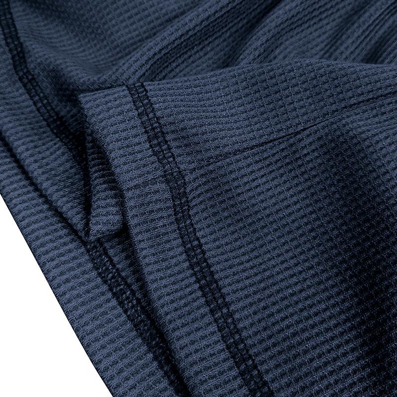 Mens Long Sleeve Outdoor Double Collar Waffle Crewneck Henley 48148003X