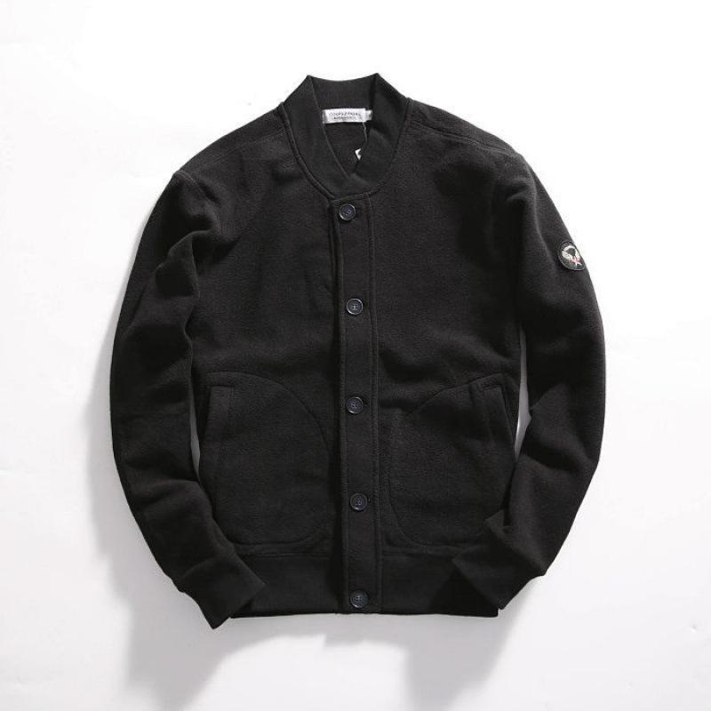 Mens Retro Double-sided Polar Fleece Flight Baseball Jacket 58700542X
