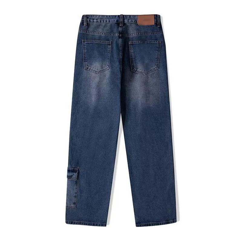 Mens Vintage Wash Workwear Loose Straight Wide Leg Jeans 29724550M