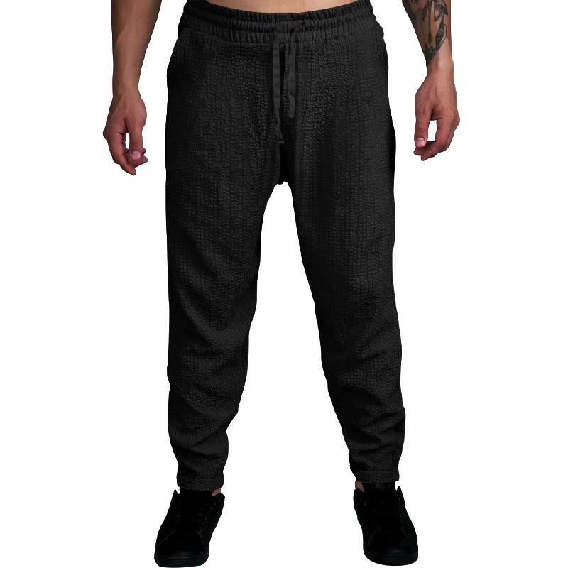 Mens Breathable Solid Color Loose Casual Bubble Pants 58998461Z