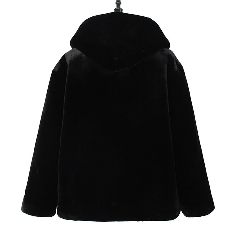 Mens Solid Color Zip Hooded Plush Jacket 98228408X