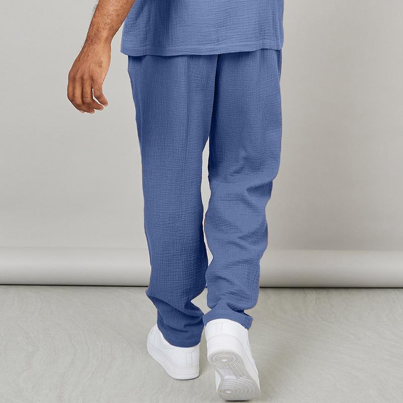 Mens Loose Casual Solid Color Drawstring Trousers 59273918Y