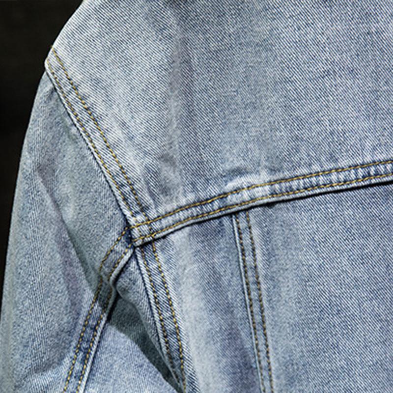 Mens Casual Fit Lapel Long Sleeve Denim Jacket (T-Shirt And Necklace Excluded) 06399940M