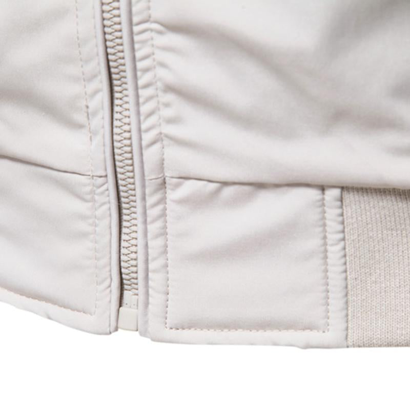 Mens Casual Solid Color Stand Collar Zipper Long Sleeve Slim Jacket 64770375M