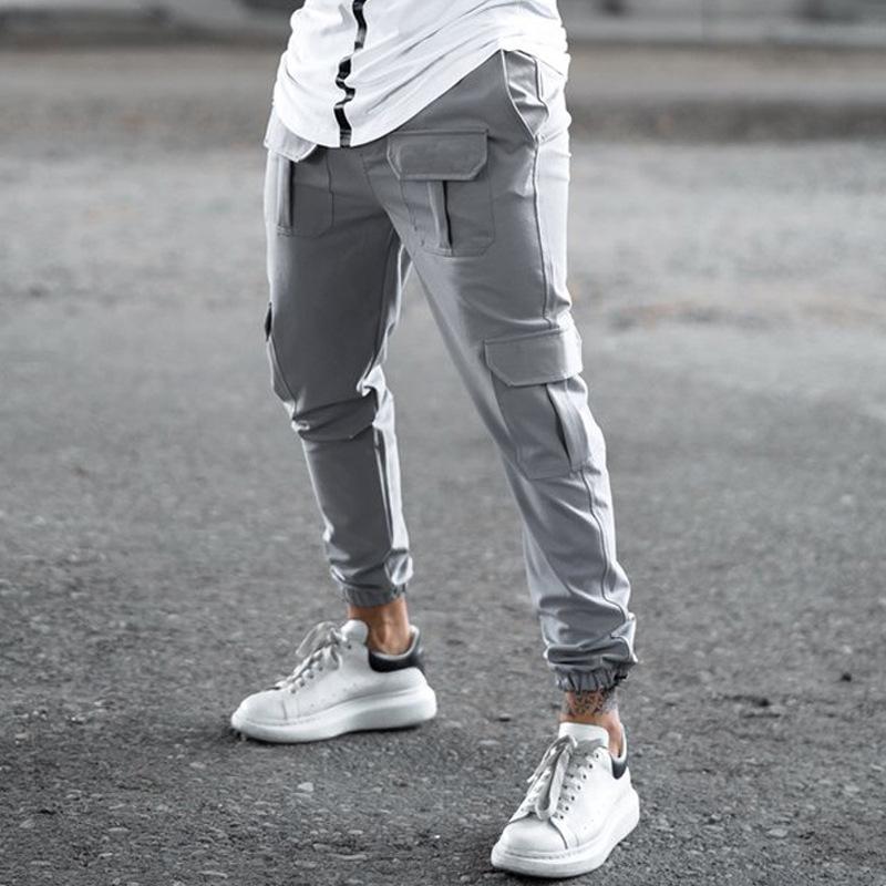 Mens Fashion Solid Multi-pocket Cargo Pants 23150007Z