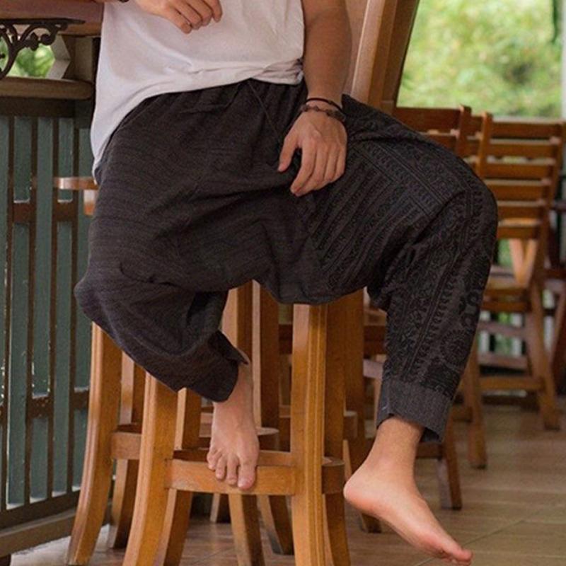 Mens Loose Print Drawstring Baggy Pants 95988351Y