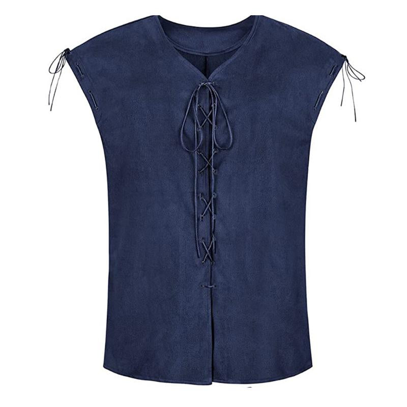 Mens Solid Color Single Breasted Lace-Up Vest 86196851X