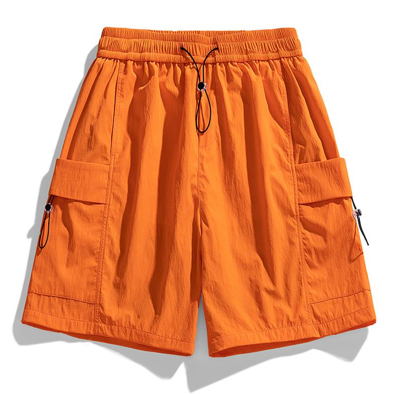 Mens Outdoor Sports Solid Color Multi Pocket Quick Dry Drawstring Shorts 70468058Y