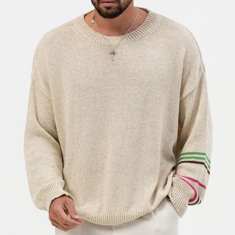 Mens Casual Thin Round Neck Long Sleeve Knitted Sweater 49248323M