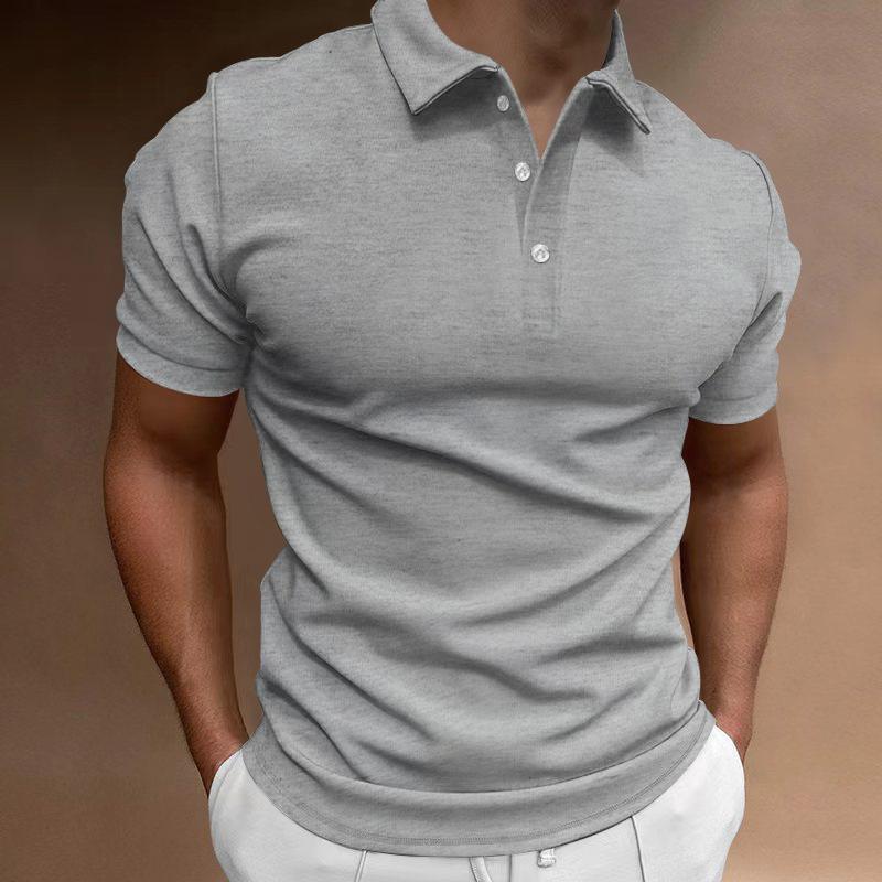 Mens Solid Slim Lapel Short Sleeve Casual Polo Shirt 37773773Z