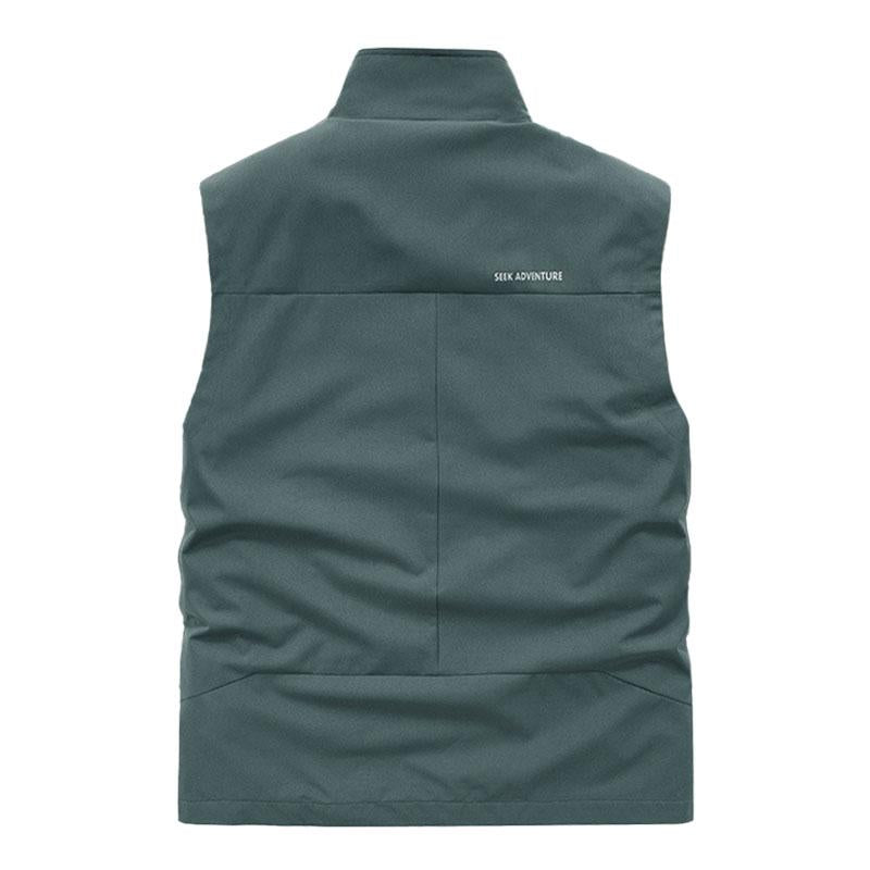 Mens Casual Outdoor Stand Collar Multi-pocket Quick-Dry Work Vest 53577457M