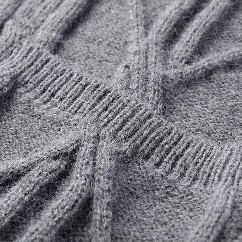 Mens Casual Solid Color V-Neck Single-Breasted Loose Knitted Cardigan 20976901M