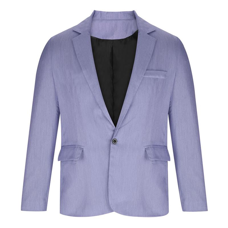 Mens Solid Color One Button Casual Blazer 07686840X