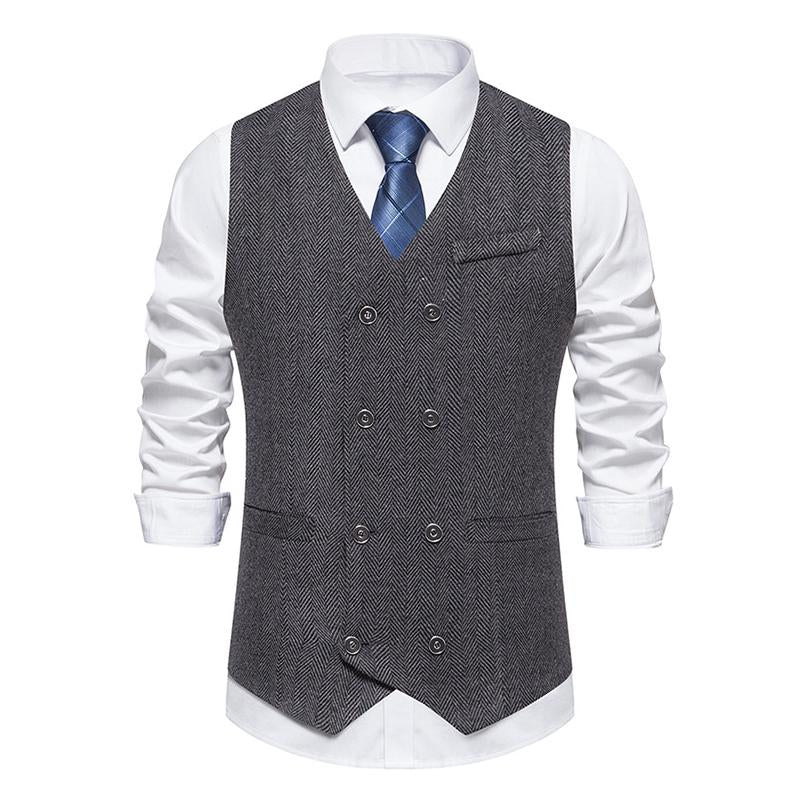 Mens Vintage V Neck Double Breasted Suit Vest (Shirt and Tie Excluded) 56863850M