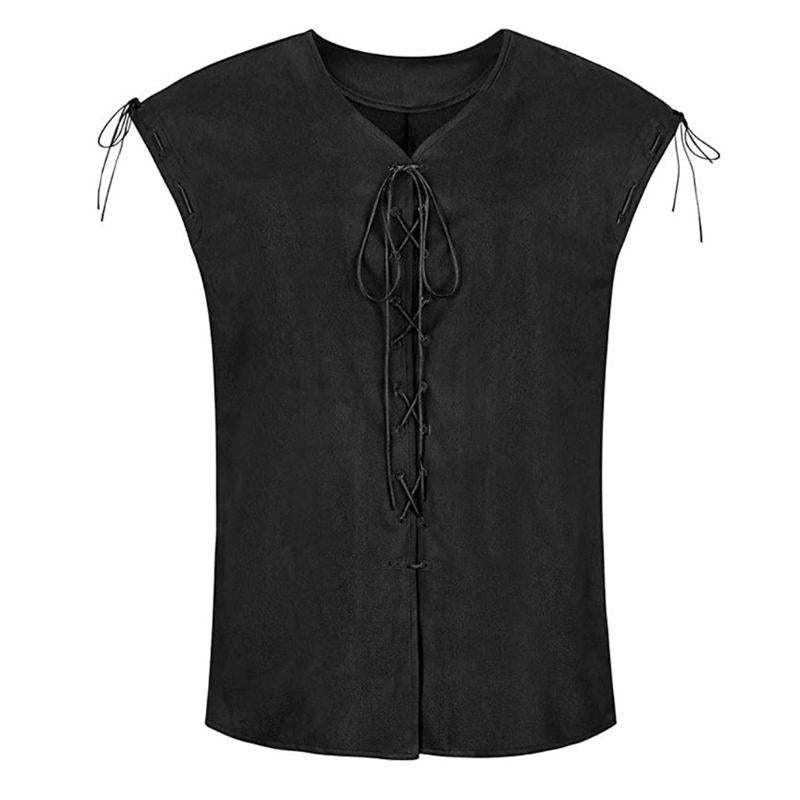 Mens Solid Color Single Breasted Lace-Up Vest 86196851X