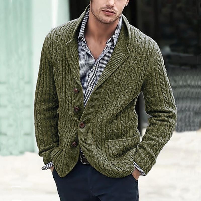 Mens Vintage Lapel Single Breasted Knit Casual Cardigan 92022446Z