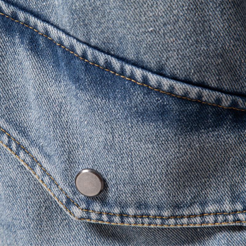 Mens Vintage Fleece Warm Lapel Single Breasted Denim Jacket 56398504M