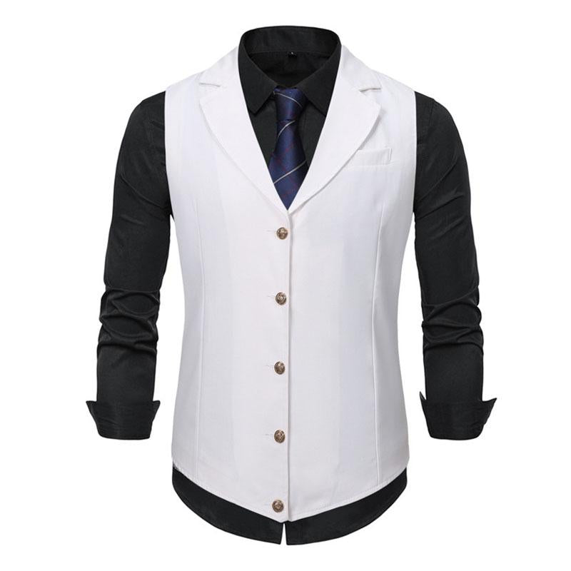 Mens Casual Solid Color Lapel Single Breasted Suit Vest 79179970M