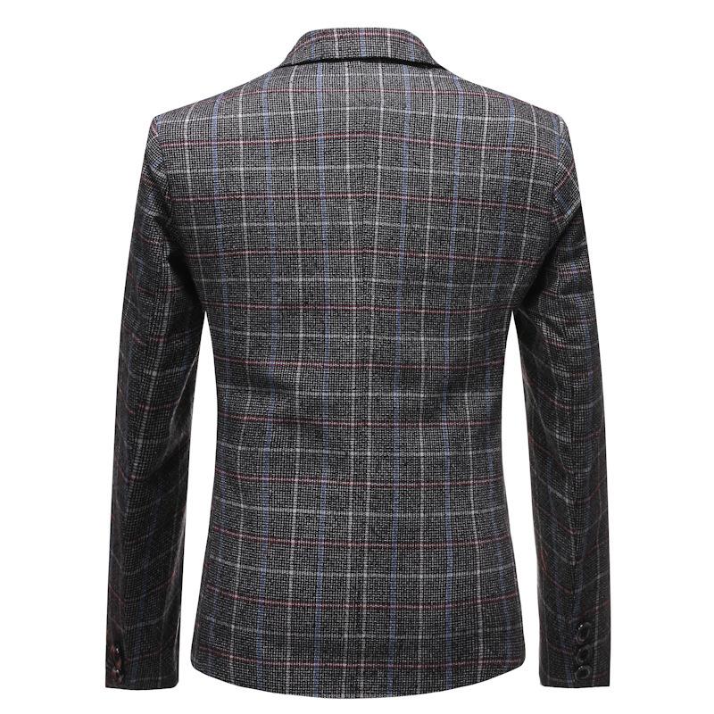 Mens Business Check Lapel Long Sleeve Blazer 68348878Y