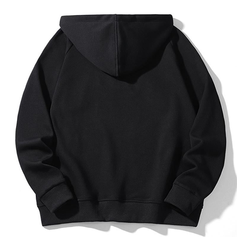 Mens Vintage Solid Color Loose Zipper Pullover Hoodie 00868107M