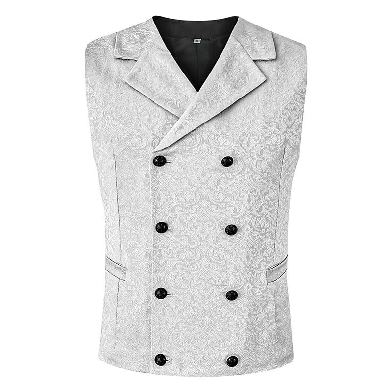 Mens Vintage Pattern Slim Double Breasted Suit Vest 89981667Z