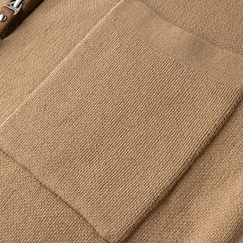 Mens Casual Colorblock Lapel Zipper Knitted Pullover Polo Sweater 69251354M