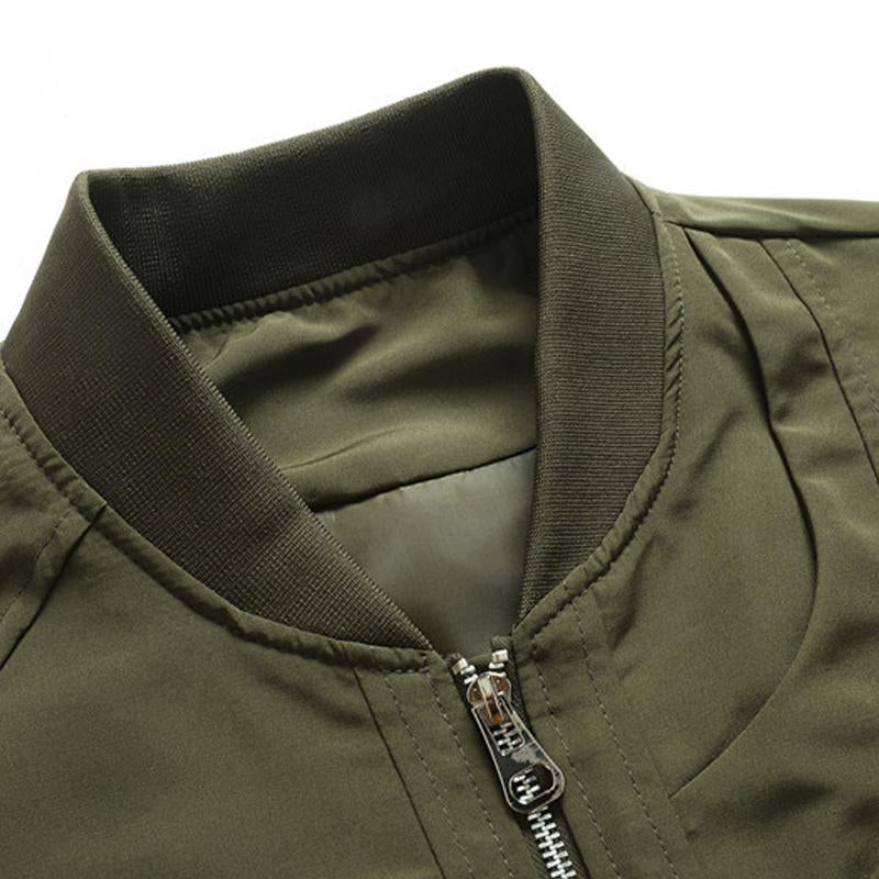 Mens Solid Color Stand Collar Zipper Loose Jacket 22468311X