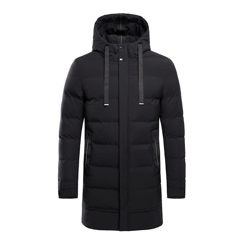 Mens Simple Solid Color Hooded Mid-length Padded Coat 34286031X