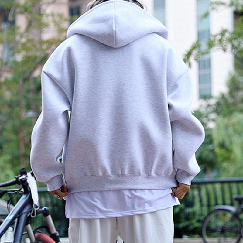 Mens Casual Solid Color Kangaroo Pocket Zipper Hooded Sweatshirt 67672428M