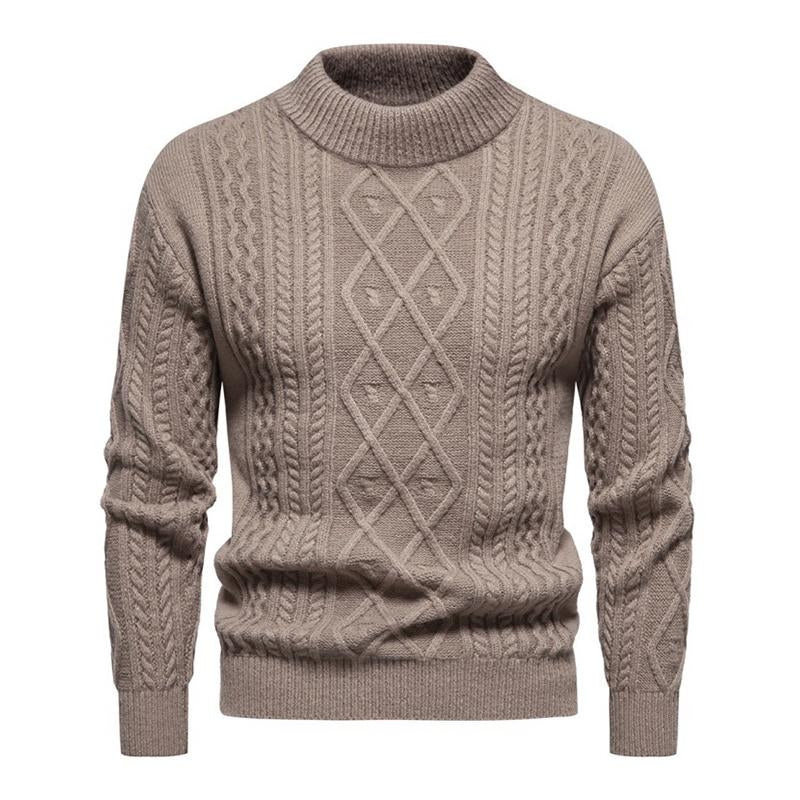 Mens Casual Round Neck Jacquard Knit Warm Pullover Sweater 85989318M