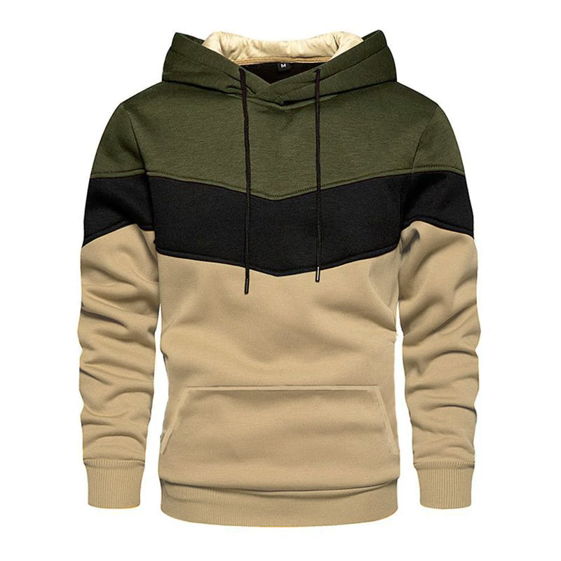 Mens Casual Sports Colorblock Patchwork Long Sleeve Loose Hoodie 79658232M