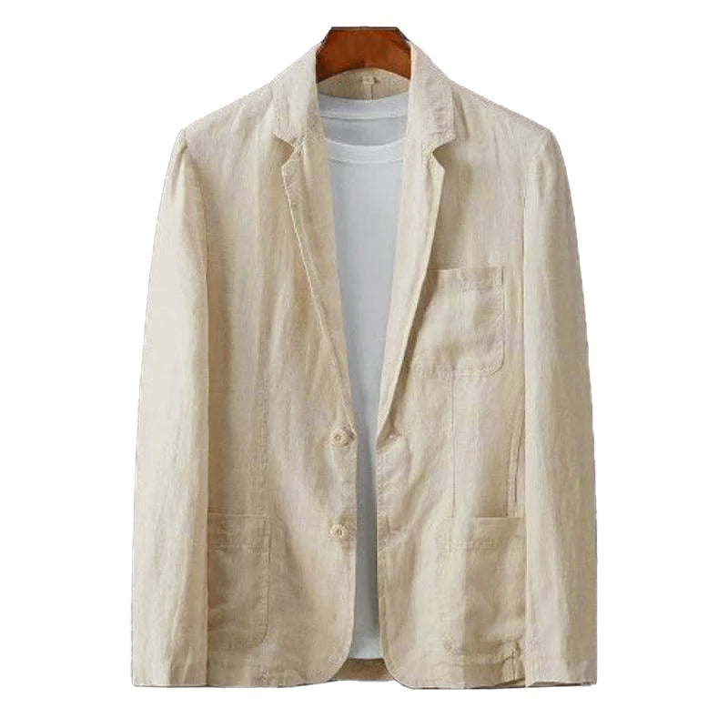 Mens Casual Thin Linen Breathable Lapel Blazer 31649019M