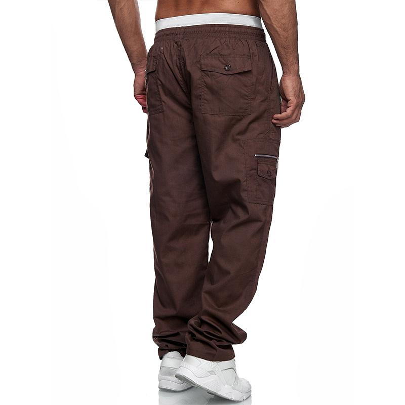 Mens Loose Multi-pocket Elastic Waist Cargo Outdoor Sports Casual Trousers 46902429Z