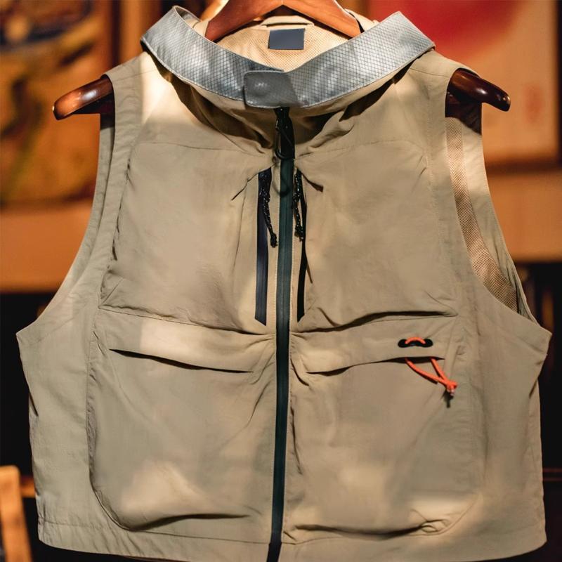Mens Hoode Multi-pocket Quick-dry Cargo Vest 39642763Z