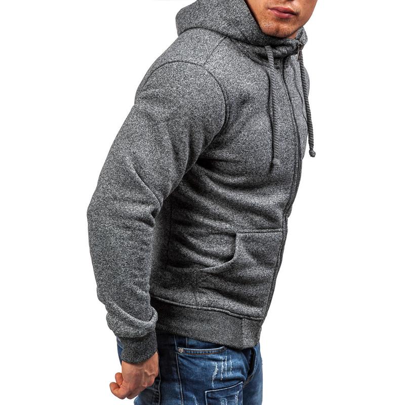 Mens Solid Plush Hooded Patch Pocket Casual Jacket 17696161Z