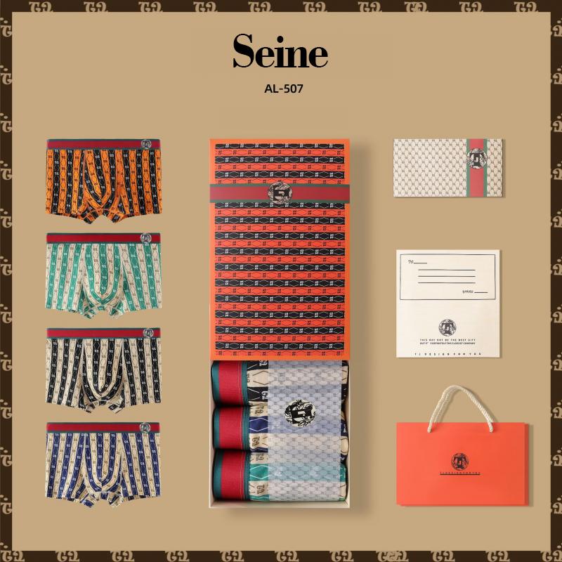 Mens Underwear 4 Pcs Retro Geometric Letters Print Breathable Boxer Briefs Set 80972681Z