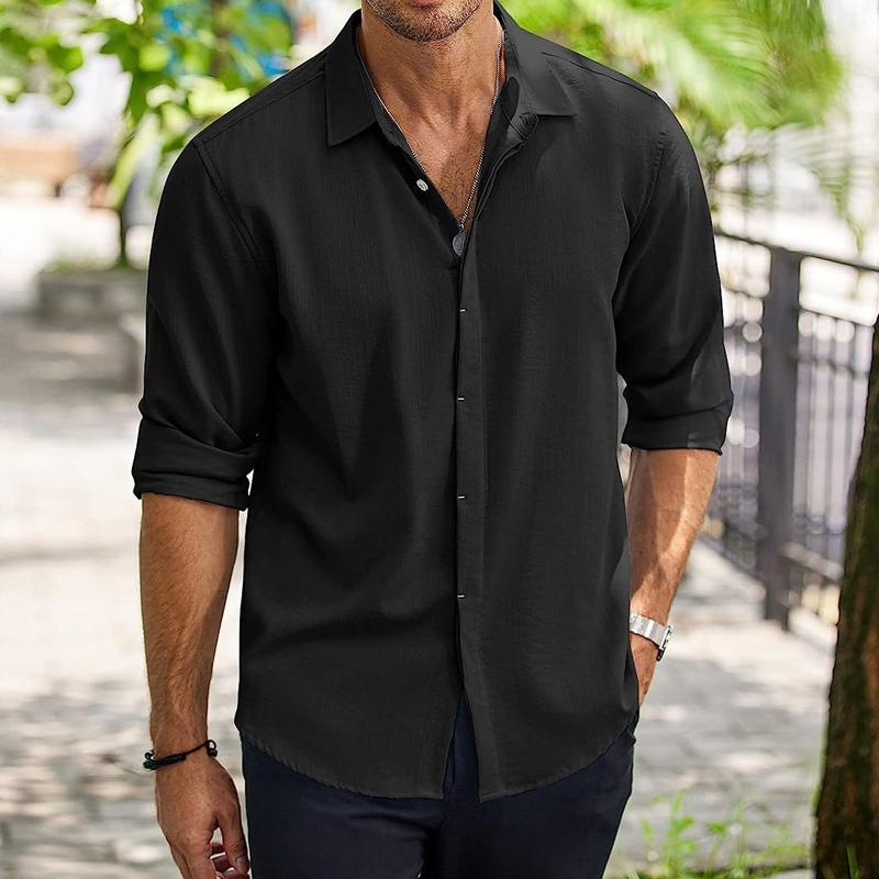 Mens Solid Loose Lapel Half Sleeve Casual Shirt 11755231Z