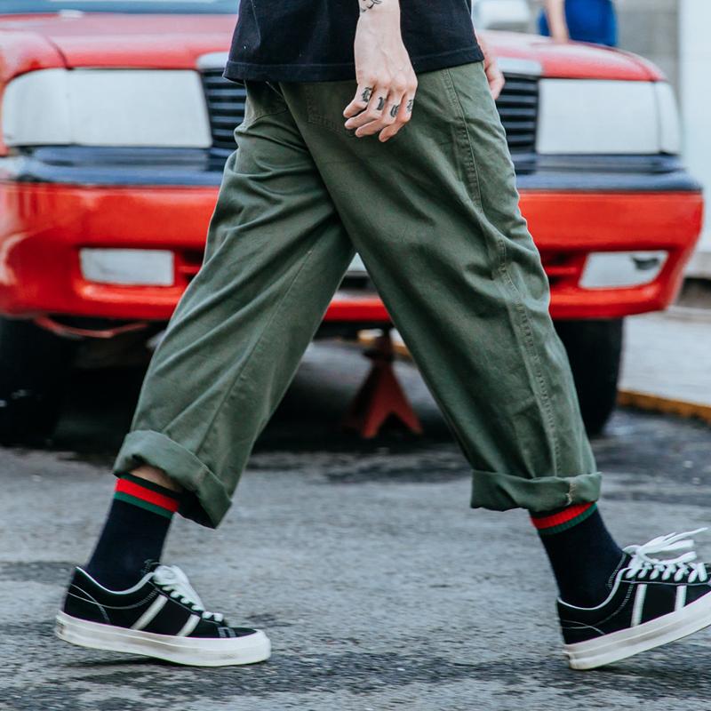 Mens Solid Loose Straight Casual Cargo Pants 56999880Z