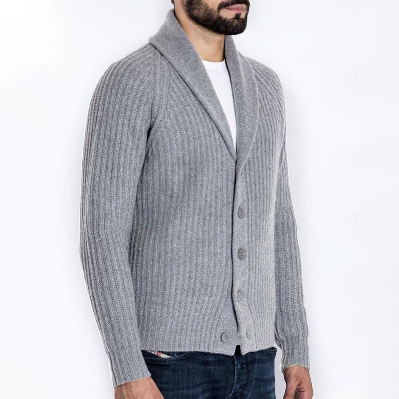 Mens Lapel Single Breasted Casual Knit Cardigan 88773493Z