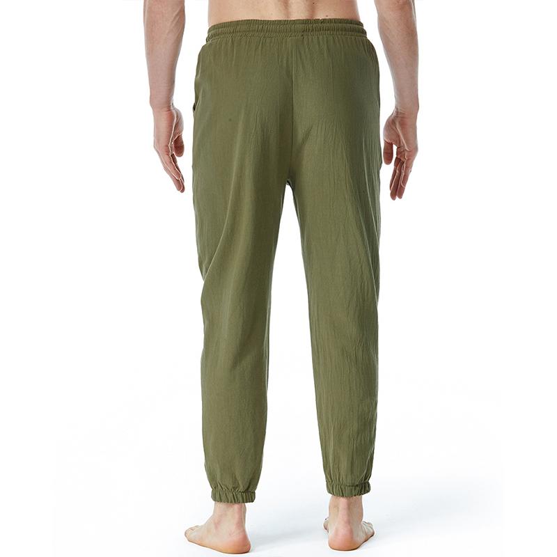 Mens Cotton Linen Drawstring Elastic Waist Casual Jogging Yoga Pants 56549139Z